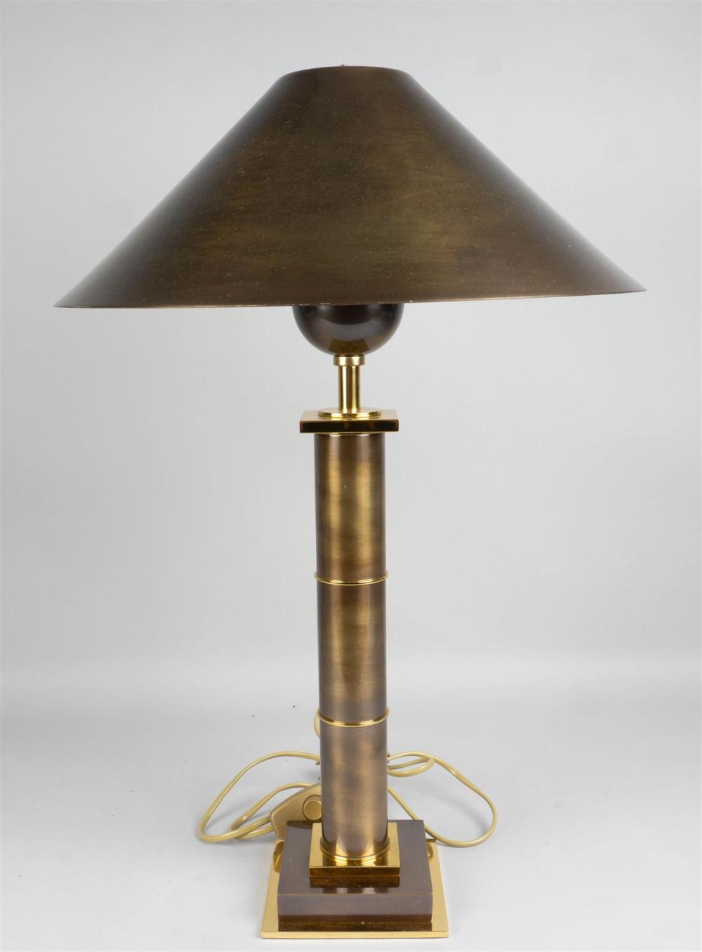 BRASS AND STAINED BRASS TABLE LAMPBRASS 33c130