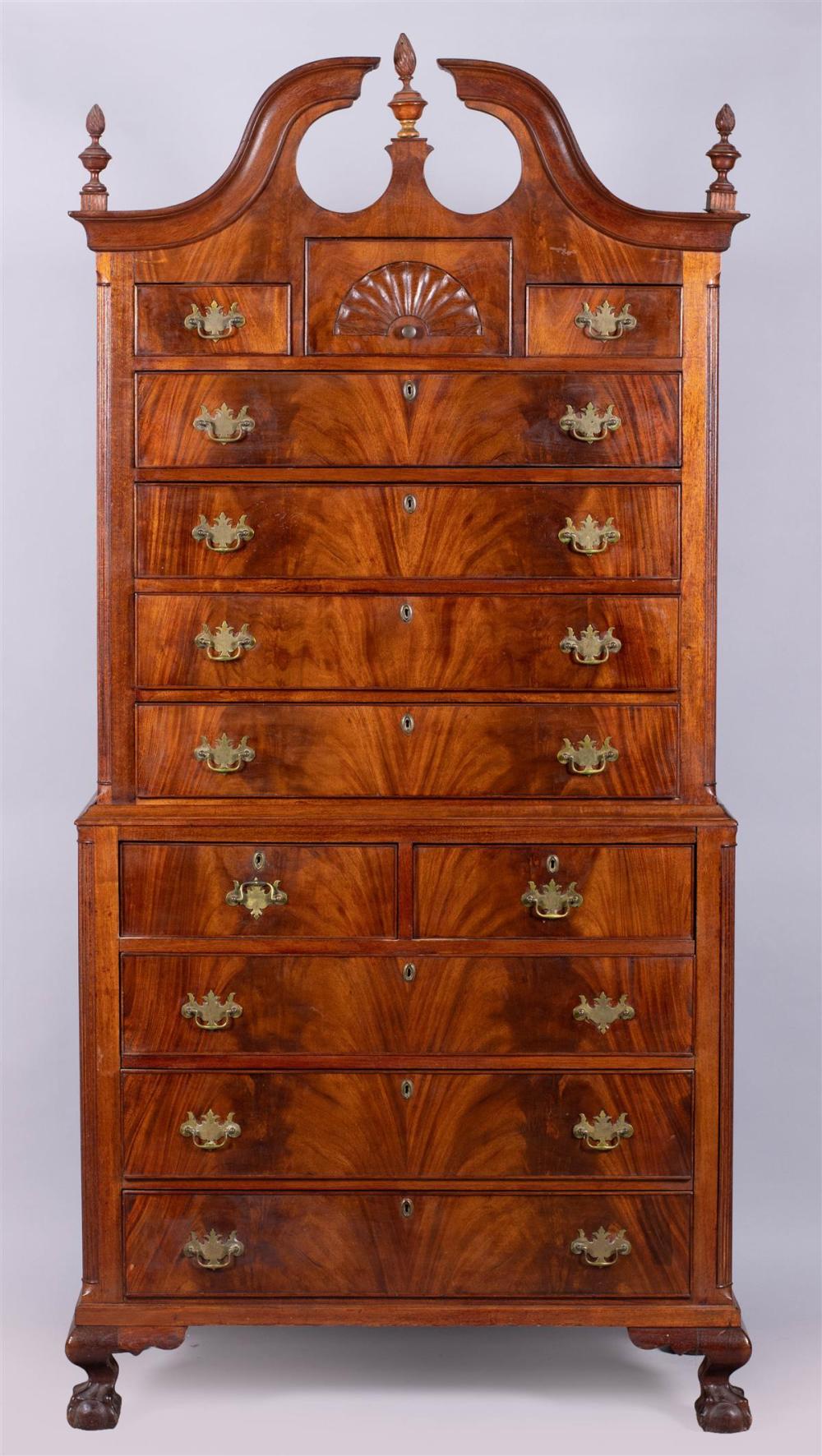CHIPPENDALE STYLE MAHOGANY HIGHBOYCHIPPENDALE