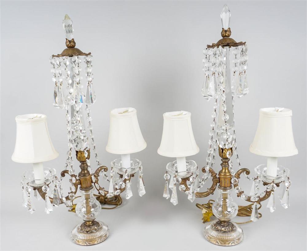 PAIR OF GIRANDOLES WITH GLASS SWAGS 33c1d5