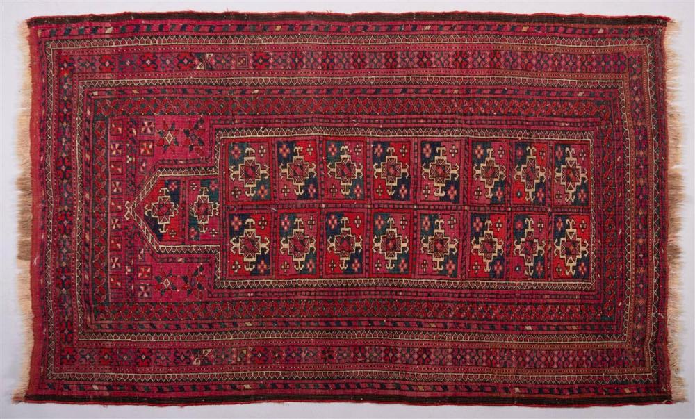 TURKMAN RED AND BLACK WOOL RUGTURKMAN