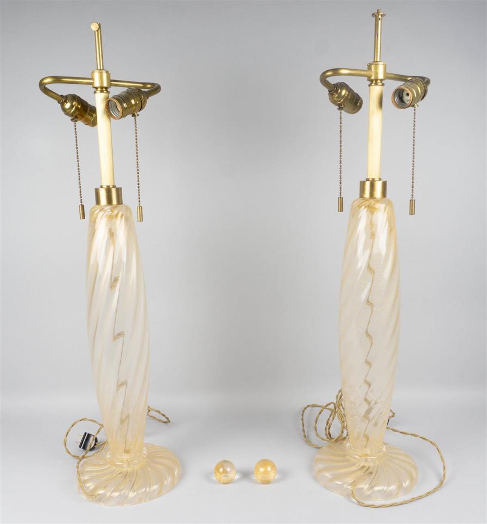 PAIR OF DONGHIA GOLD PARTICLE GLASS