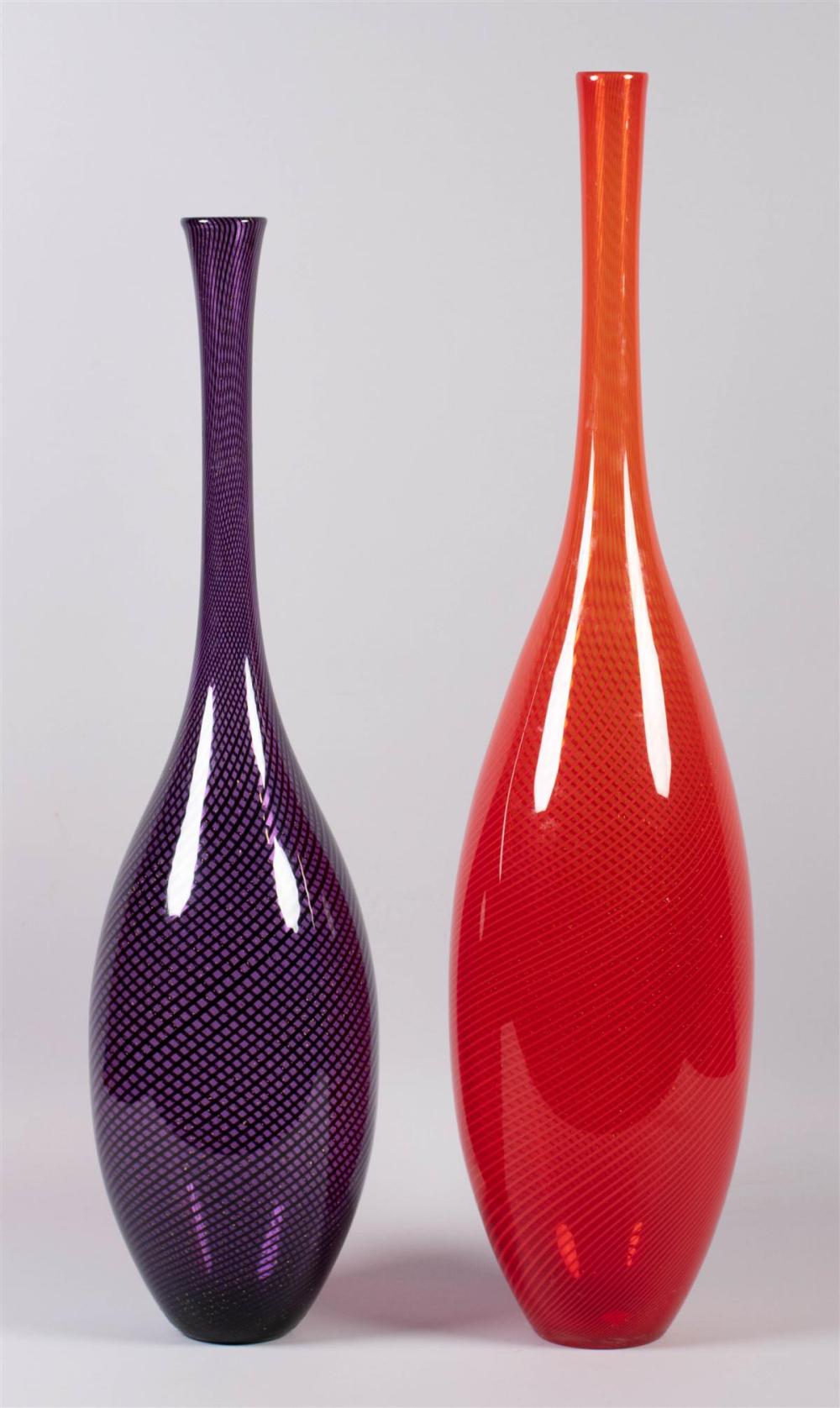 TWO ART GLASS BOTTLE FORMS HEIGHT: