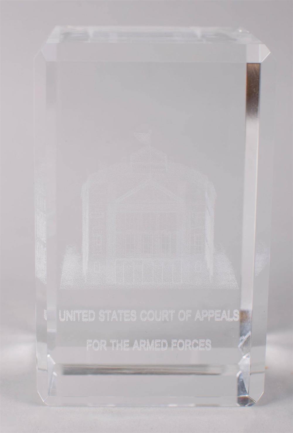 GLASS PAPERWEIGHT FROM U S COURT 33c3e9