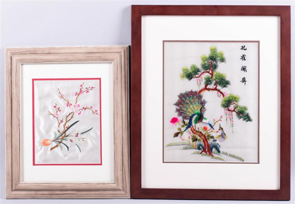 TWO ASIAN SILK EMBROIDERIES THE