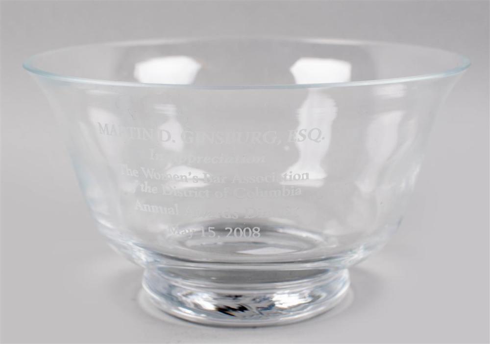 GLASS BOWL PRESENTED TO MARTIN 33c42c