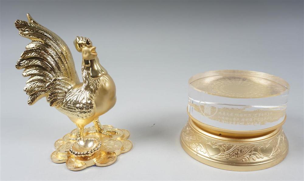 TWO CHINESE GILT PAPERWEIGHTS HEIGHT  33c44c