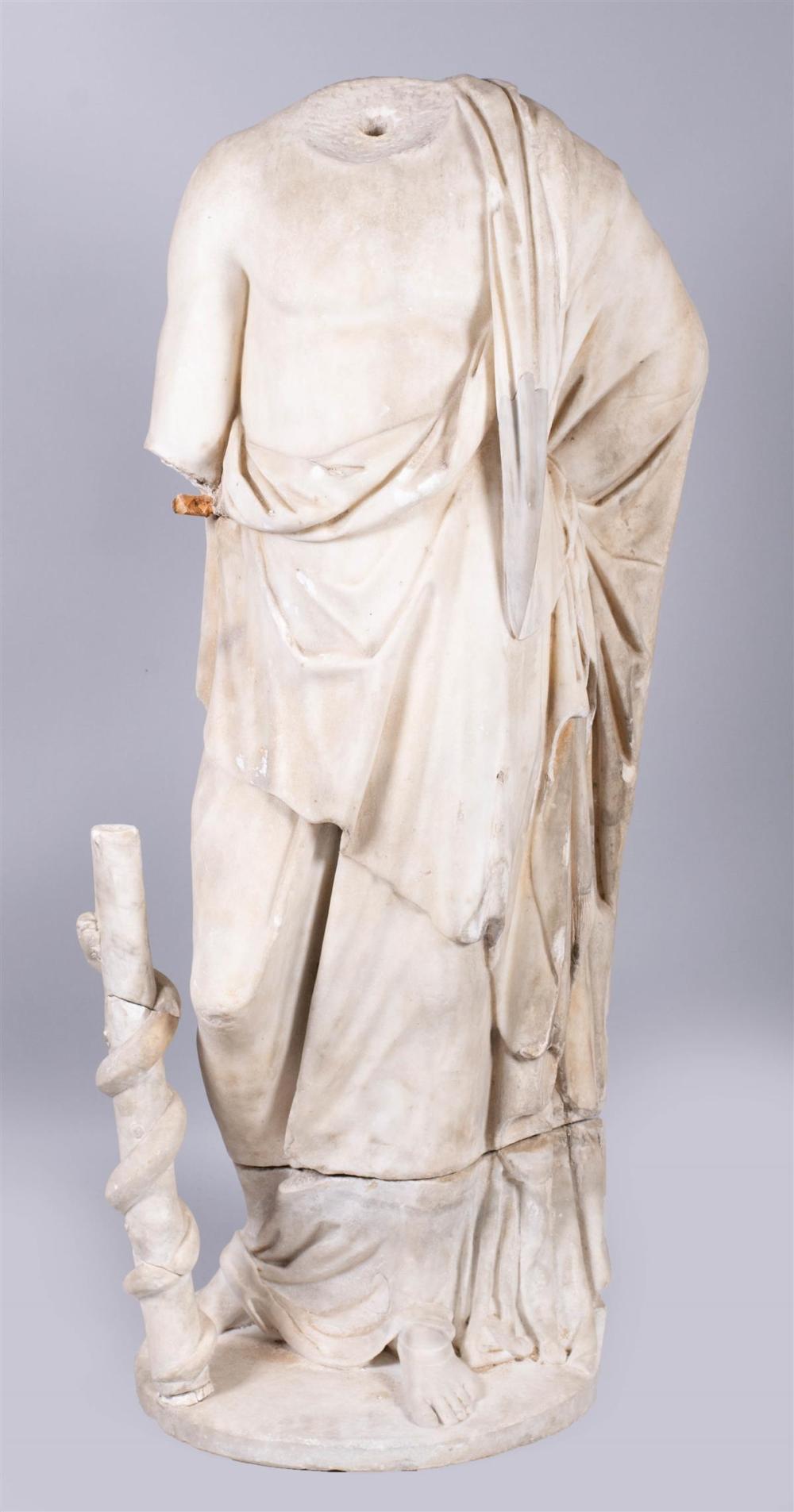 LARGE ROMAN MARBLE OF ASCLEPIUS  33c455