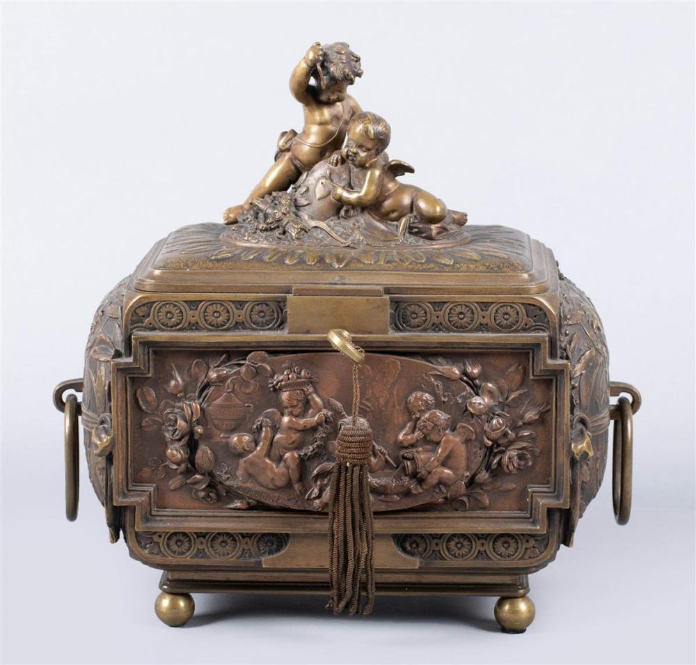 E. ROBERT, FRENCH BRONZE CASKET,