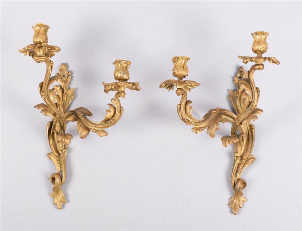 PAIR OF LOUIS XV STYLE ORMOLU TWO-BRANCH