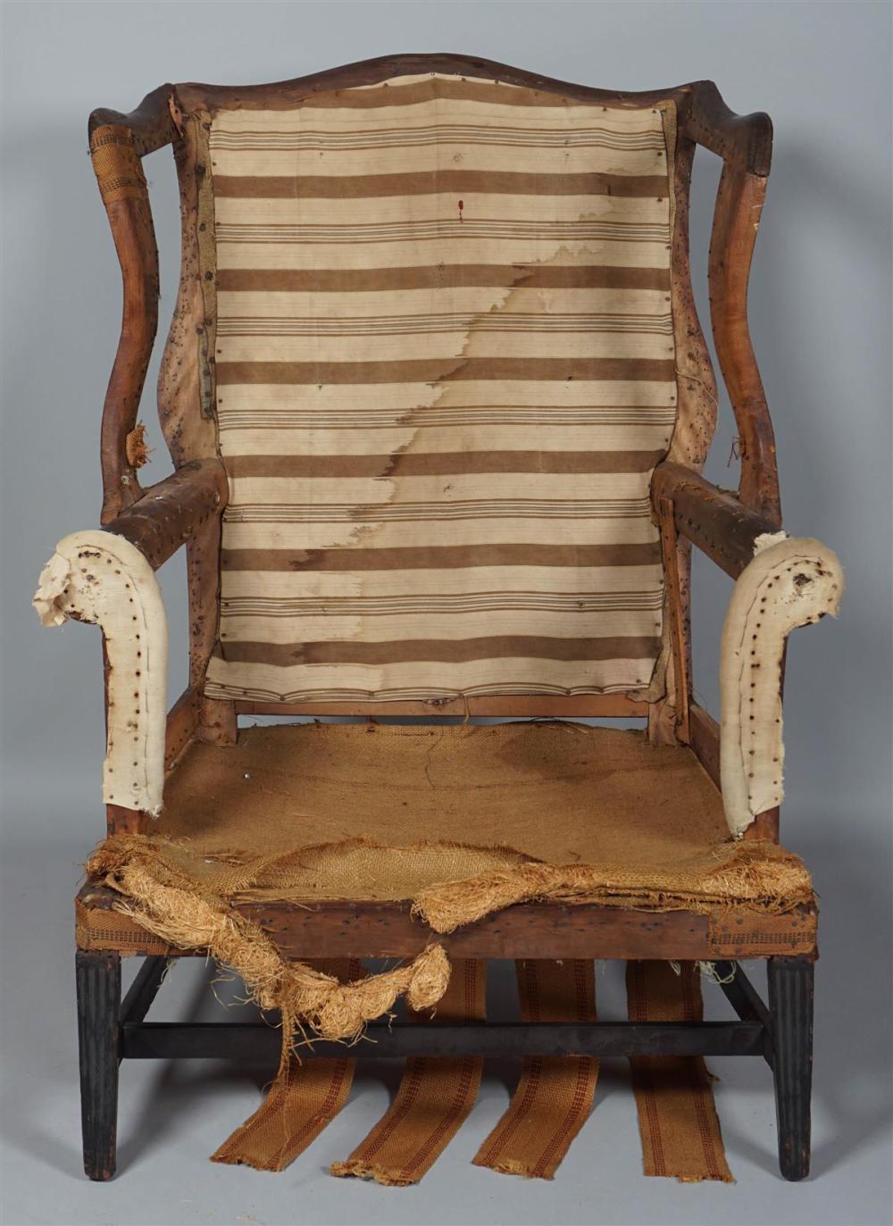 HEPPLEWHITE MAHOGANY WING ARMCHAIR,