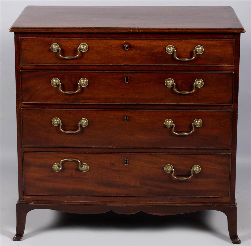 GEORGE III MAHOGANY CHEST OF DRAWERS,