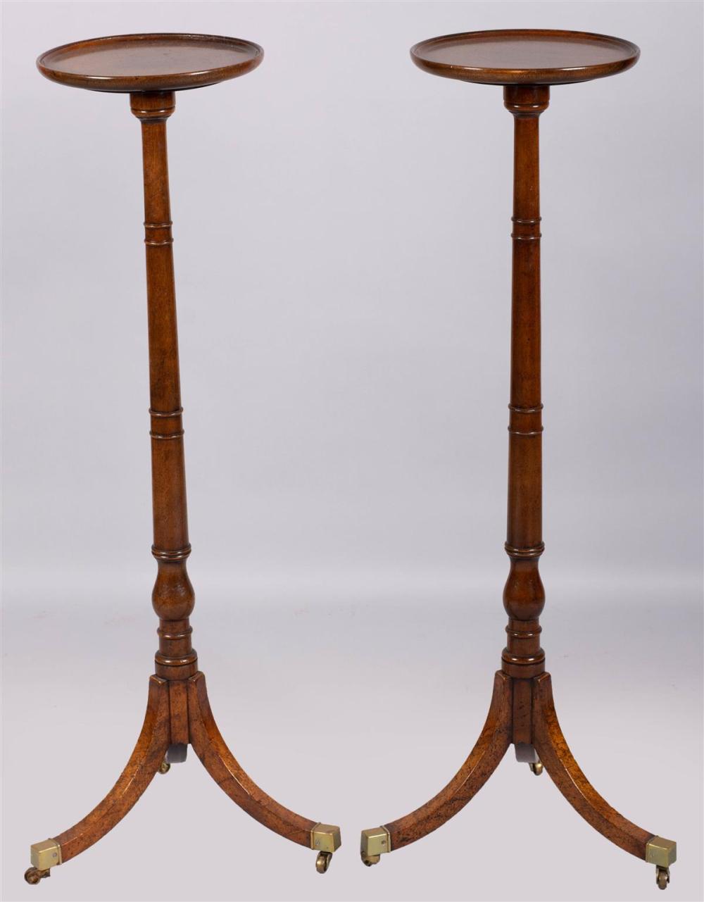 PAIR OF GEORGE III MAHOGANY CANDLESTANDS,