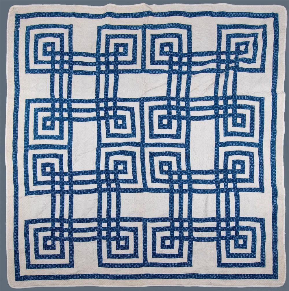 ANTIQUE MAZE BLUE AND CREAM PIECED