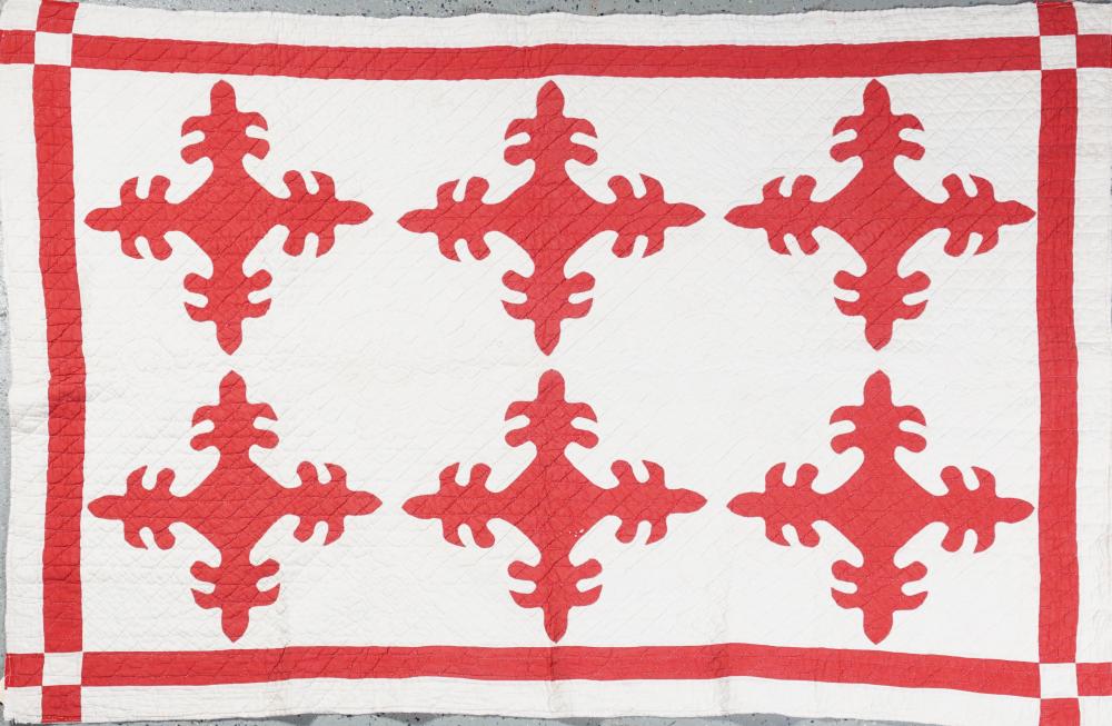 HAWAIIAN RED AND WHITE APPLIQUE