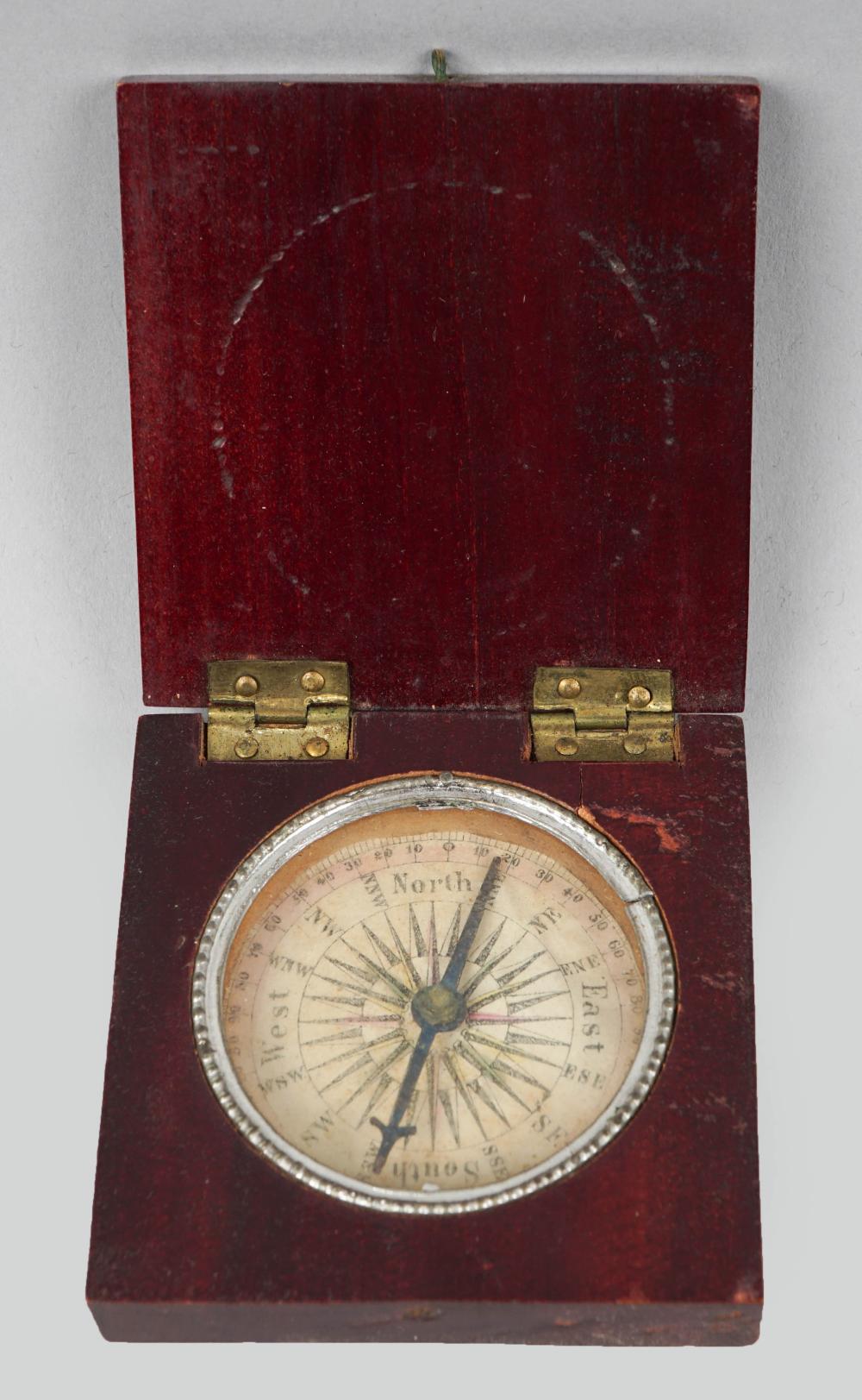 COMPASS IN WOOD BOX, PURPORTEDLY