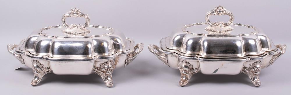 PAIR OF SHEFFIELD PLATED COVERED