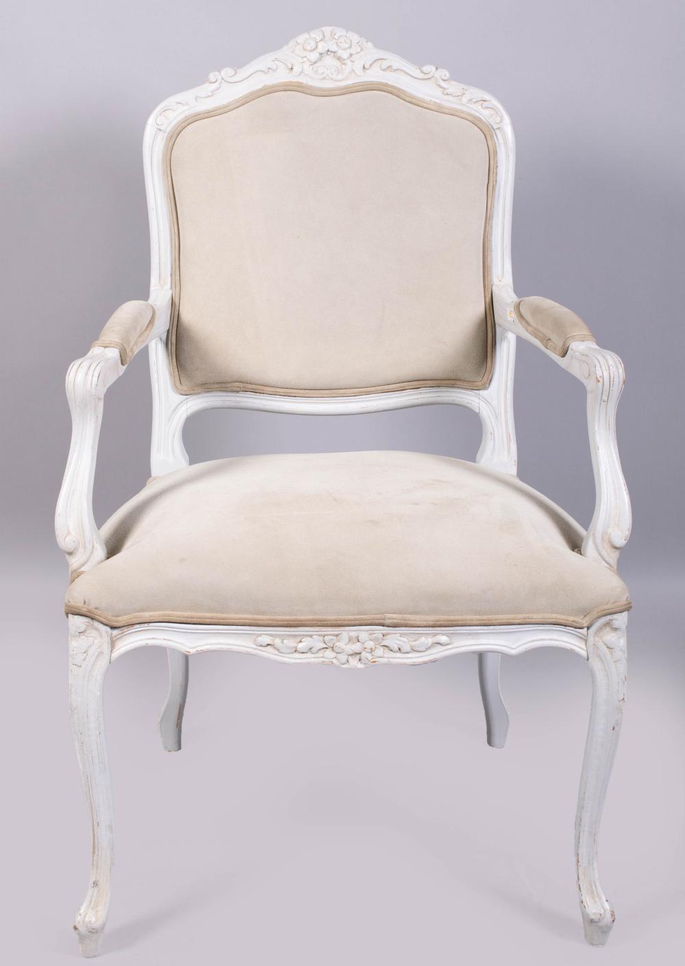 LOUIS XV STYLE WHITE PAINTED FAUTEUIL 33c5e7