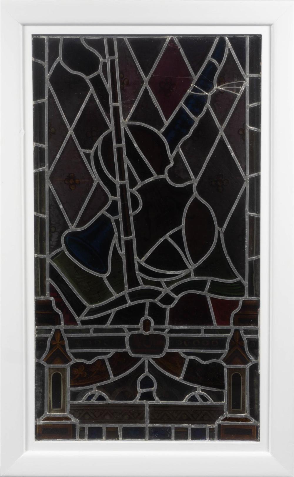 FRAMED STAINED GLASS PANEL OF MUSICAL