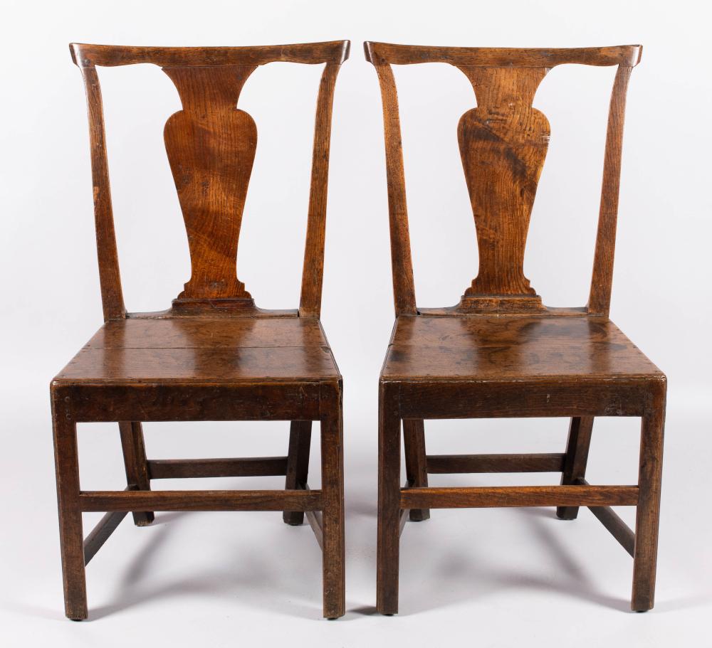 PAIR OF GEORGE III OAK SIDE CHAIRS,