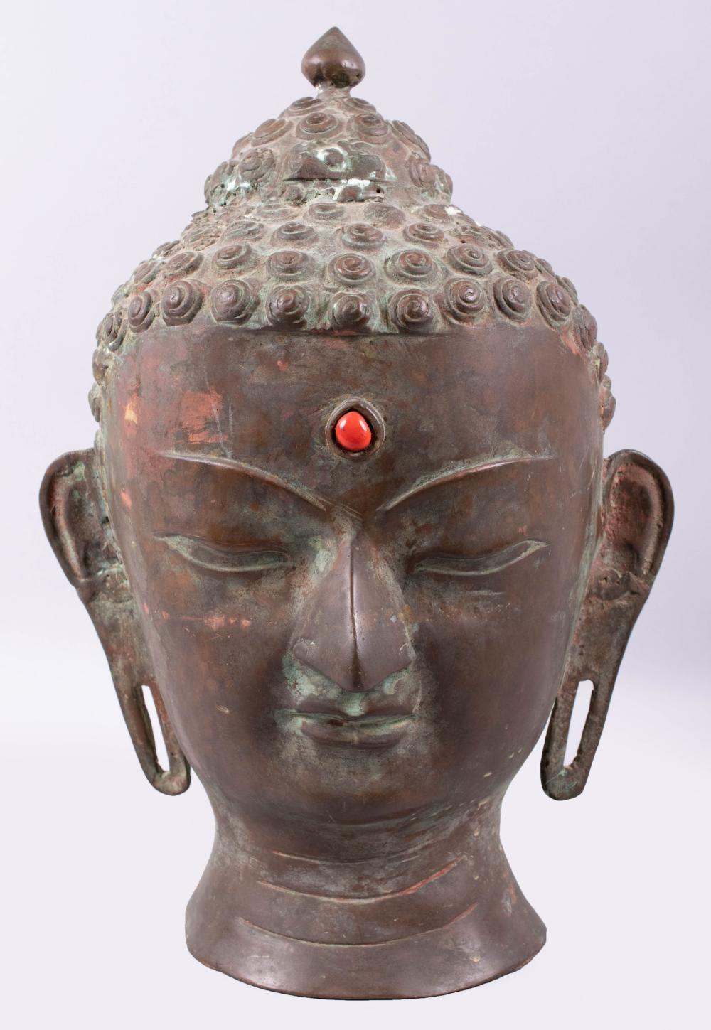 THAI LARGE BRONZE HEAD OF THE BUDDHA