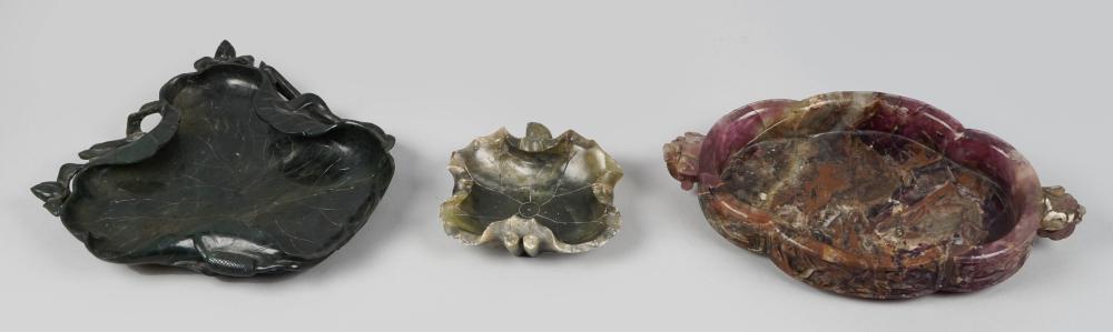 THREE CHINESE HARDSTONE BRUSH WASHERSTHREE 33c792