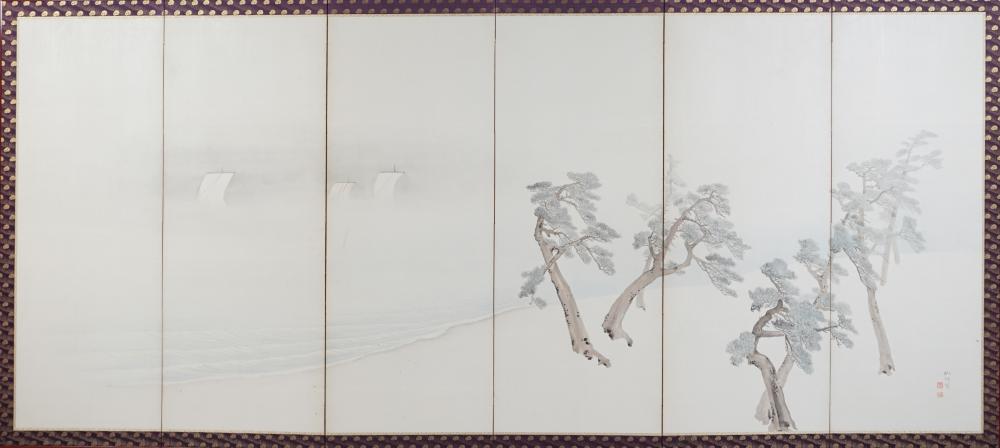 LATE EDO PERIOD JAPANESE SIX-PANEL