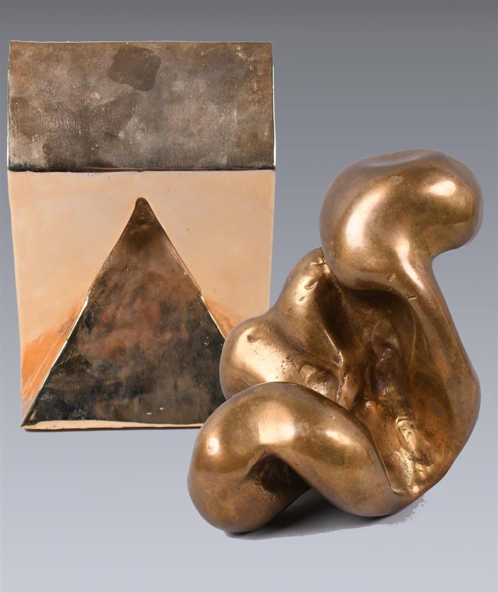 POLISHED BRASS ABSTRACT NUDE SIGNED