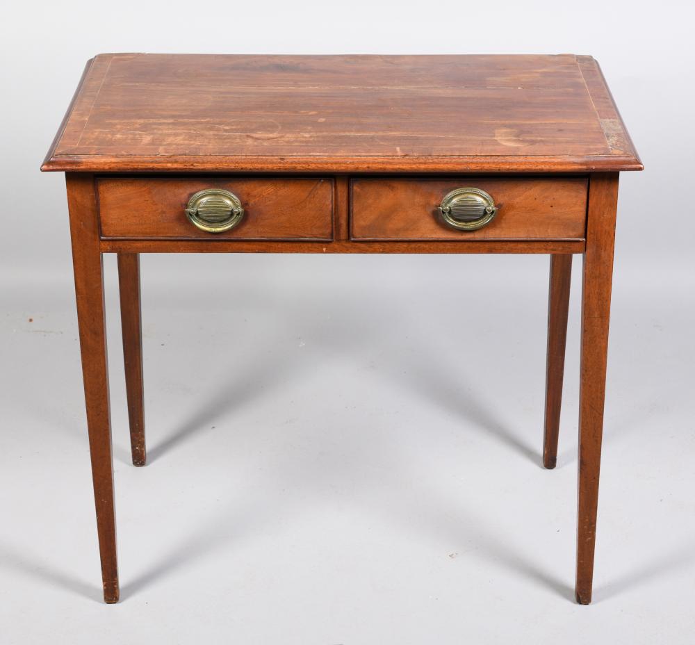 GEORGE III INLAID MAHOGANY TWO-DRAWER