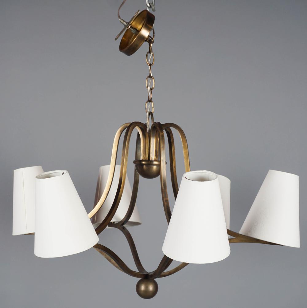 CONTEMPORARY BRASS PATINATED SIX LIGHT 33c864