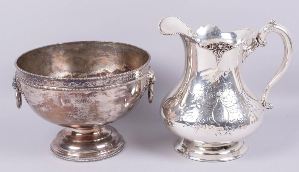 TWO PIECES OF SILVERPLATED WARES,