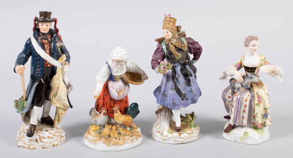 FOUR SMALL MEISSEN FIGURINESFOUR SMALL