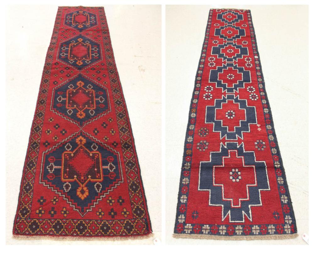 TWO HAND KNOTTED ORIENTAL RUNNERS,