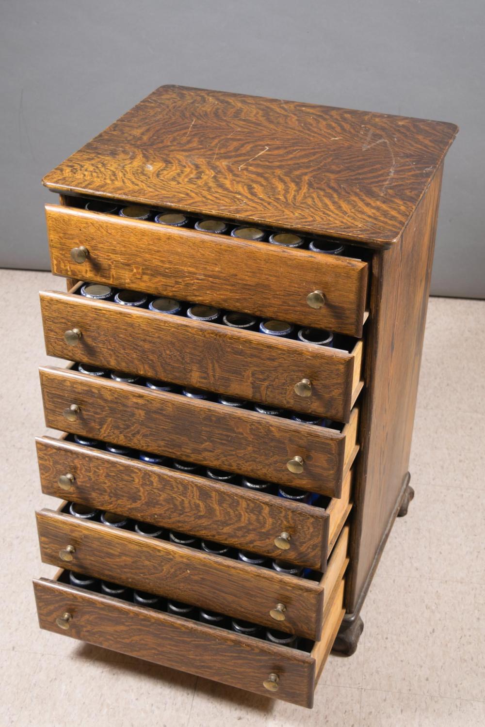 AN OAK CYLINDER RECORD STORAGE