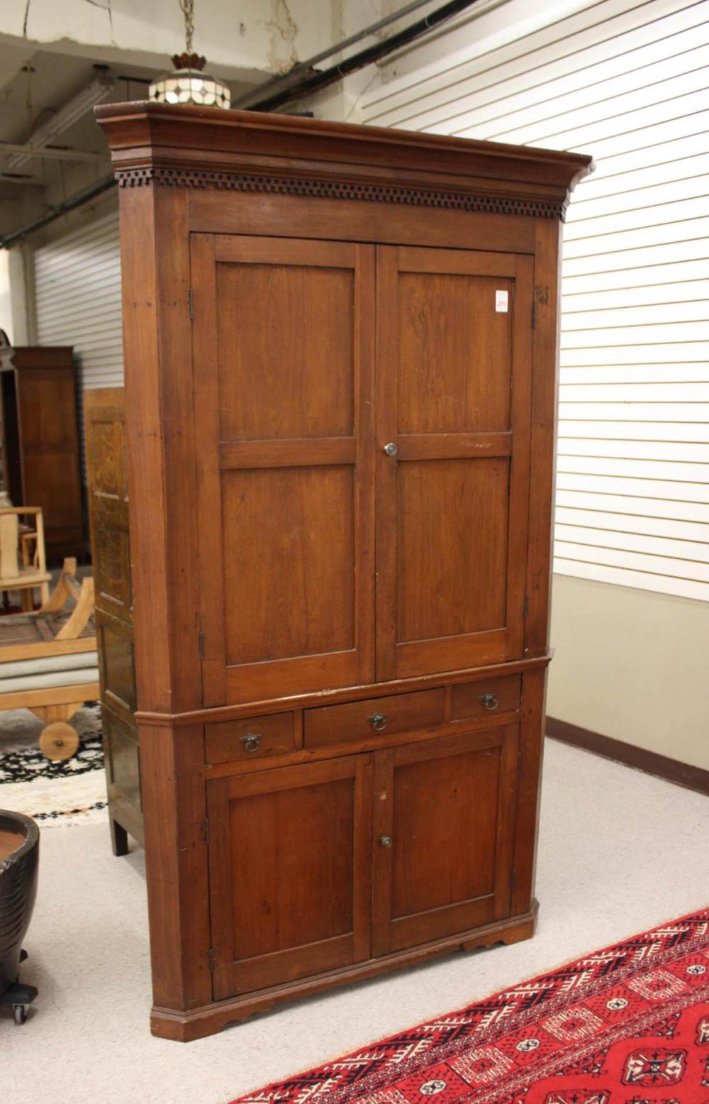 FEDERAL COUNTRY WALNUT CORNER CUPBOARD,