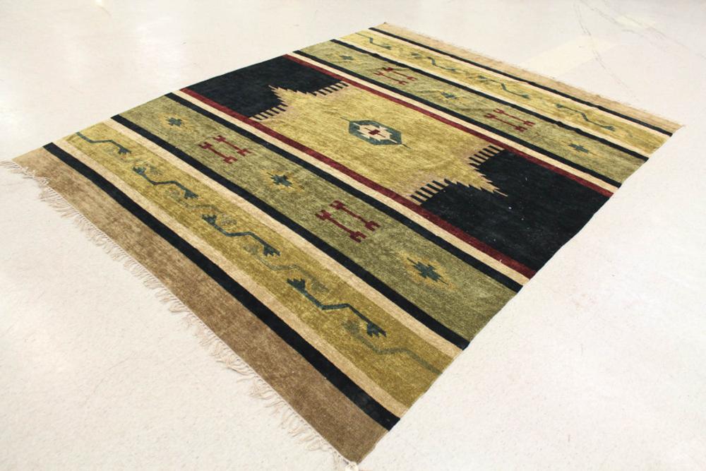 A CONTEMPORARY FLATWEAVE RUG, TRIBAL