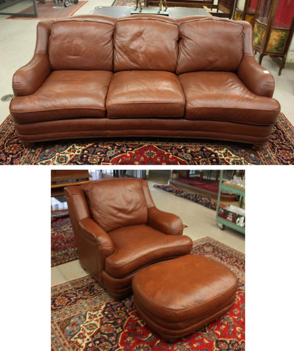 THREE PIECE LEATHER CHAIR AND 33f123