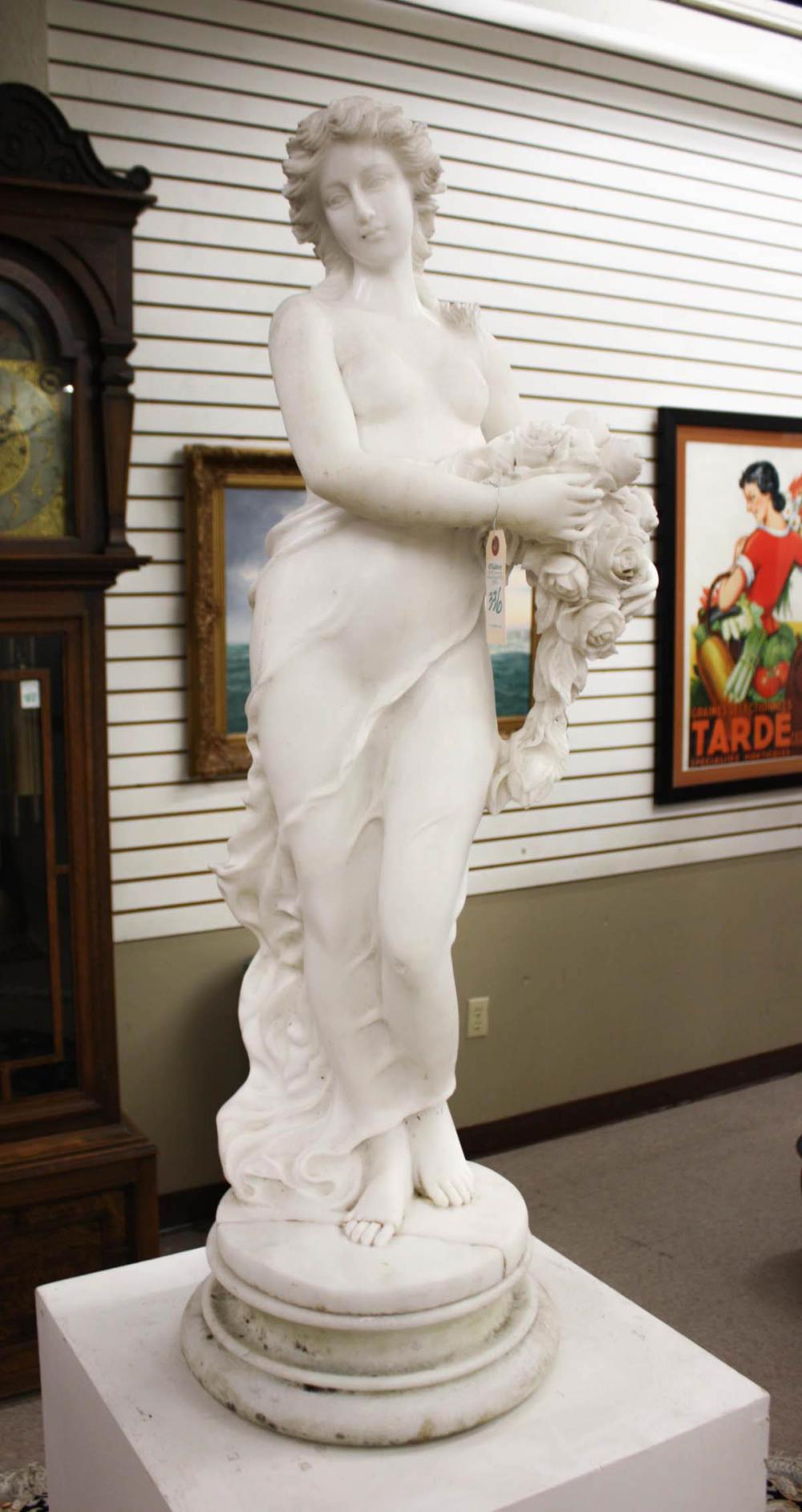 FIGURAL WHITE MARBLE SCULPTURE, CLASSIC