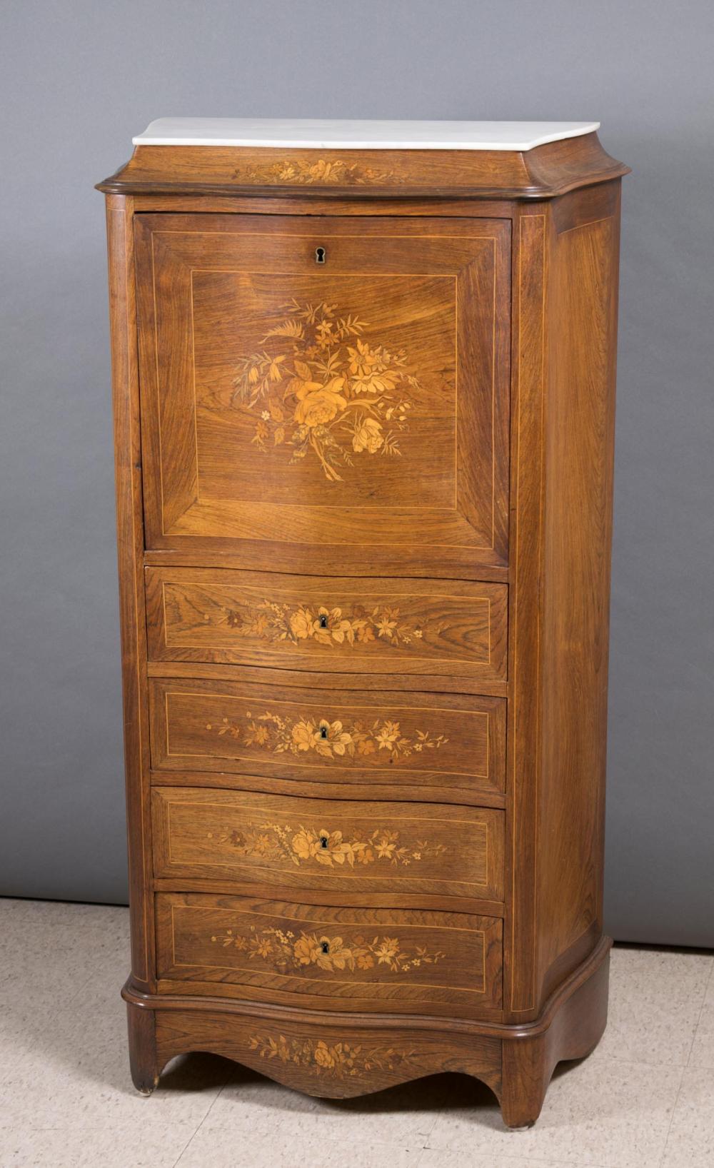 INLAID MARBLE-TOP SECRETAIRE ABATTANT,