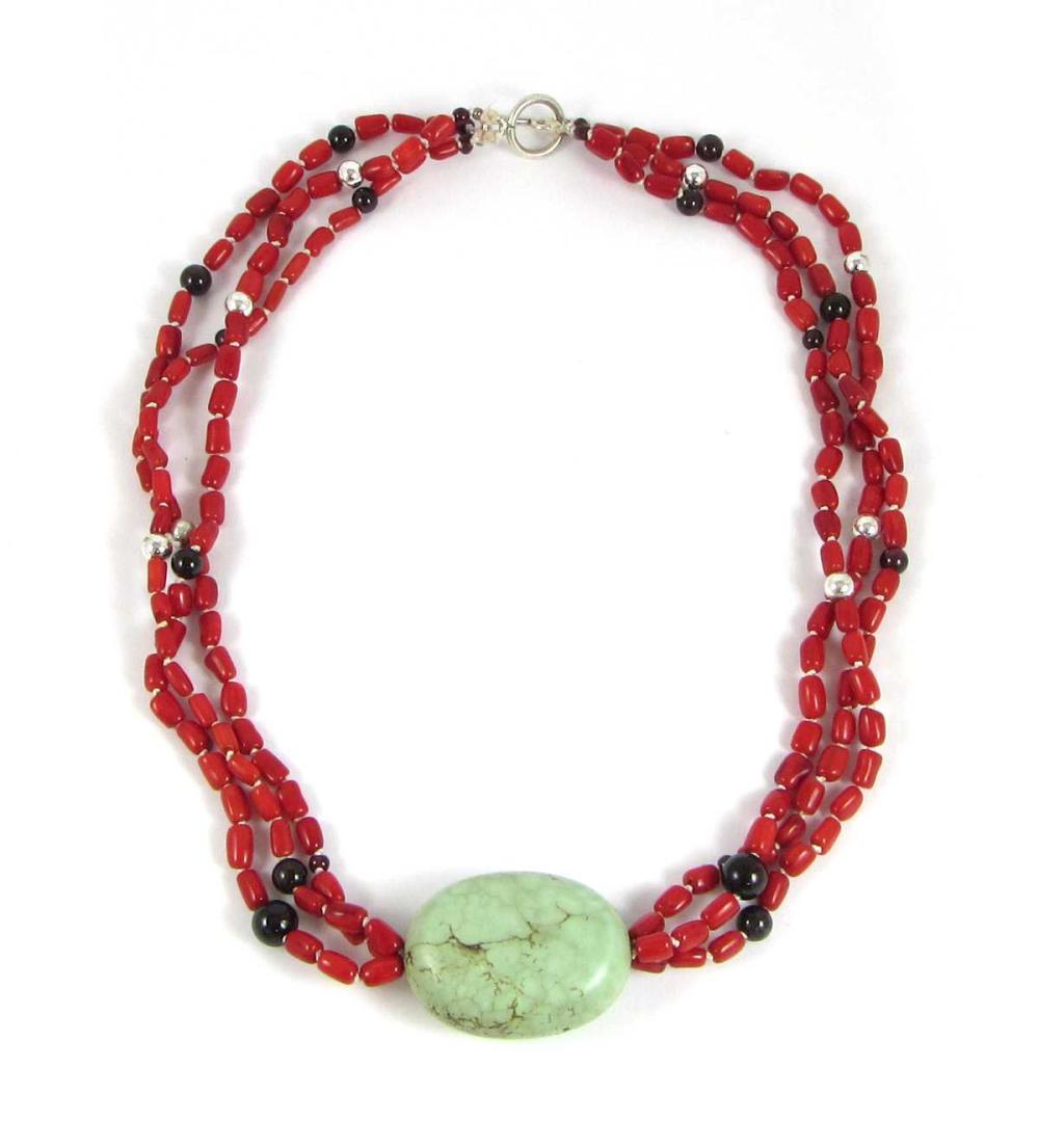 GREEN TURQUOISE CORAL AND GARNET 33f1a2