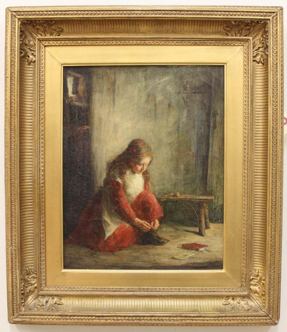 SCOTTISH OIL ON CANVAS, GIRL IN A RED