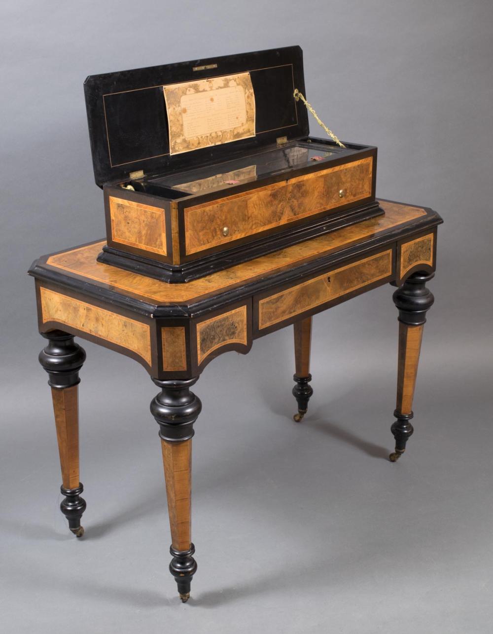 SWISS CYLINDER MUSIC BOX ON STAND, ATTRIBUTED