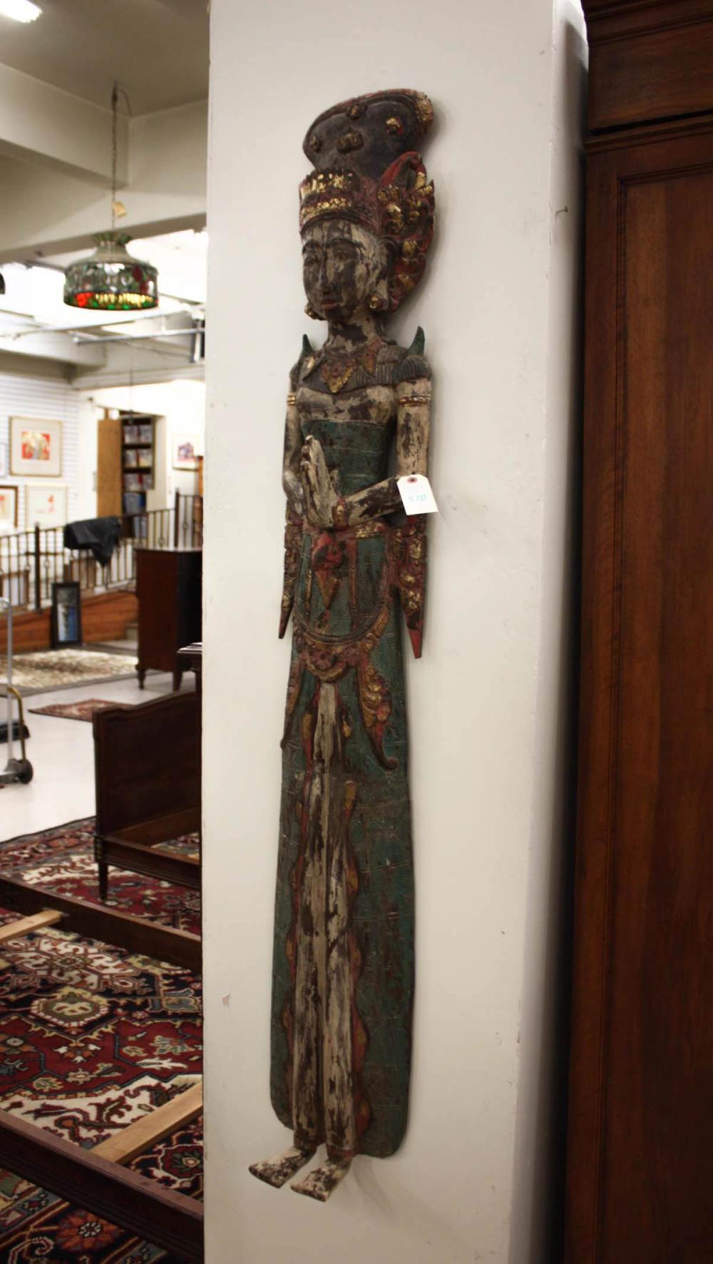 FIGURAL THAI WOOD CARVING, A STANDING