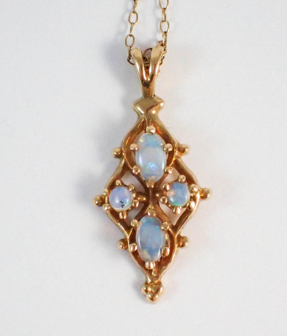 OPAL AND FOURTEEN KARAT GOLD PENDANT