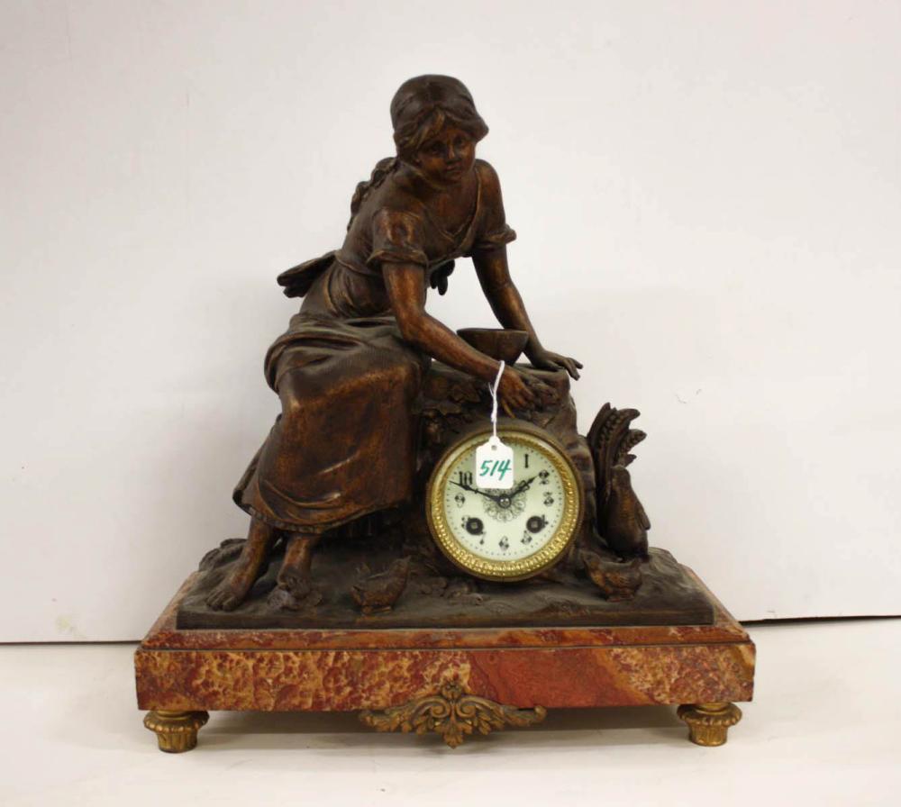 FIGURAL FRENCH MANTEL CLOCK SOCIETE 33f1ef