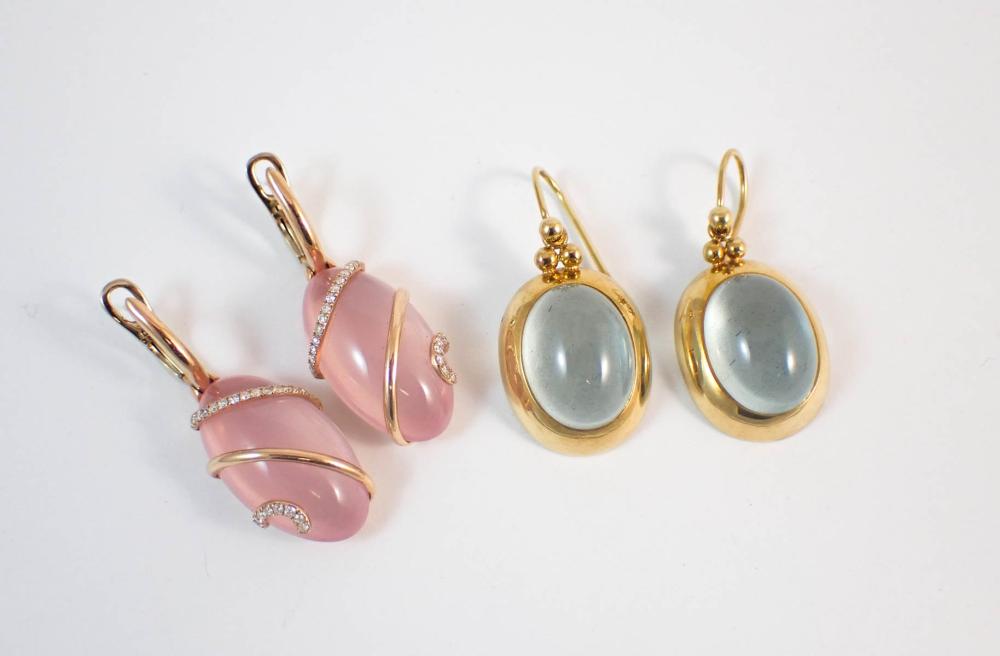 TWO PAIRS OF COLOR GEMSTONE AND 33f25b