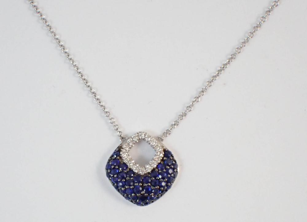 SAPPHIRE AND DIAMOND PENDANT NECKLACE  33f297