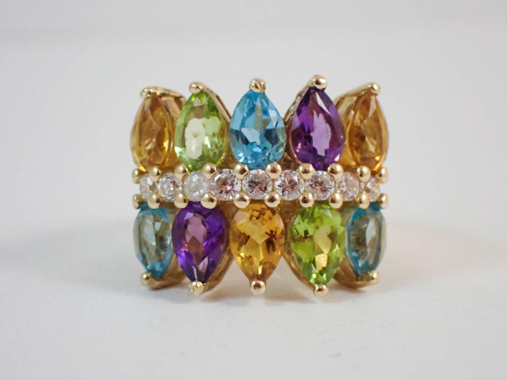 MULTI-COLOR GEMSTONE AND FOURTEEN