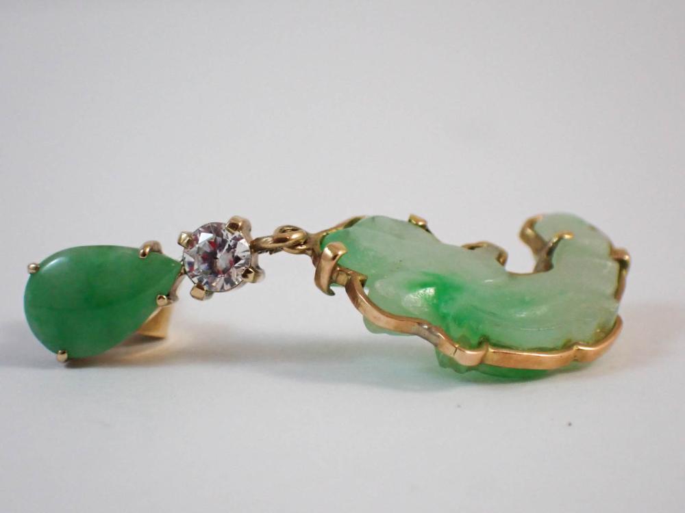 PAIR OF JADE AND FOURTEEN KARAT