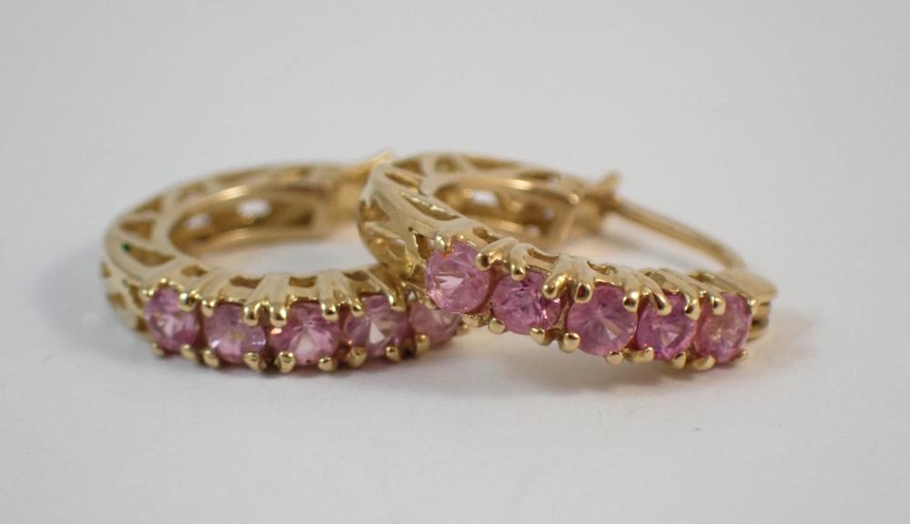 PAIR OF PINK SAPPHIRE HUGGIE EARRINGS  33f303