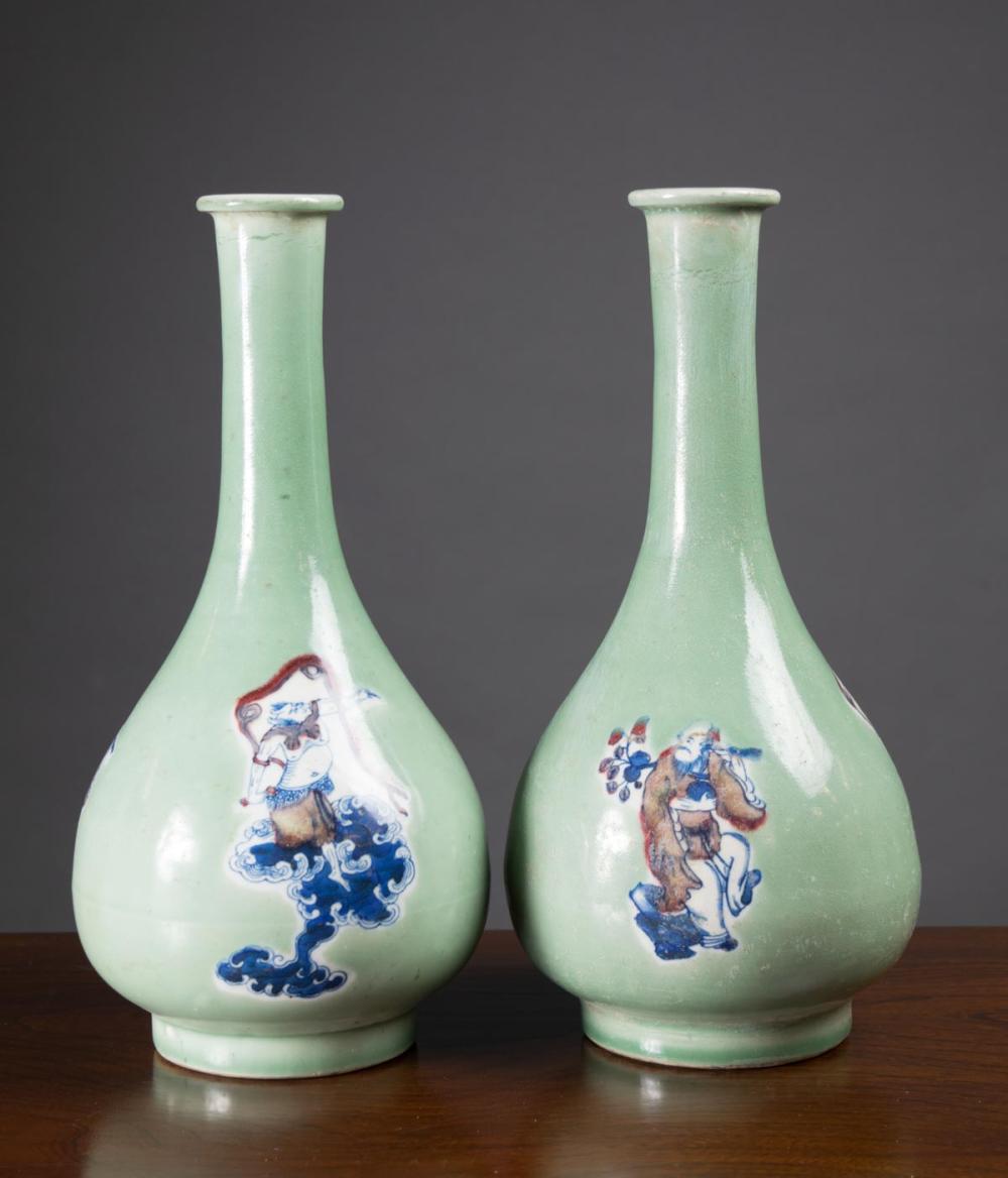 PAIR OF CHINESE CELADON PORCELAIN